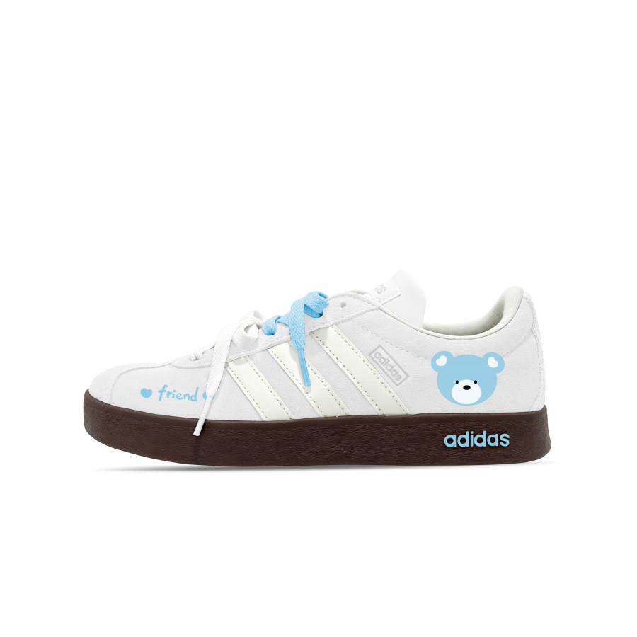 Adidas Adidas Vl Court Classic German Army Trainers Unisex Low Top Blue, White, Brown