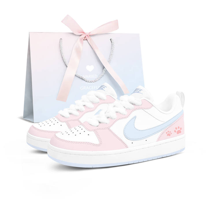 Nike Nike Court Borough Skateboard Shoes Women's Low Top Pink/Blue