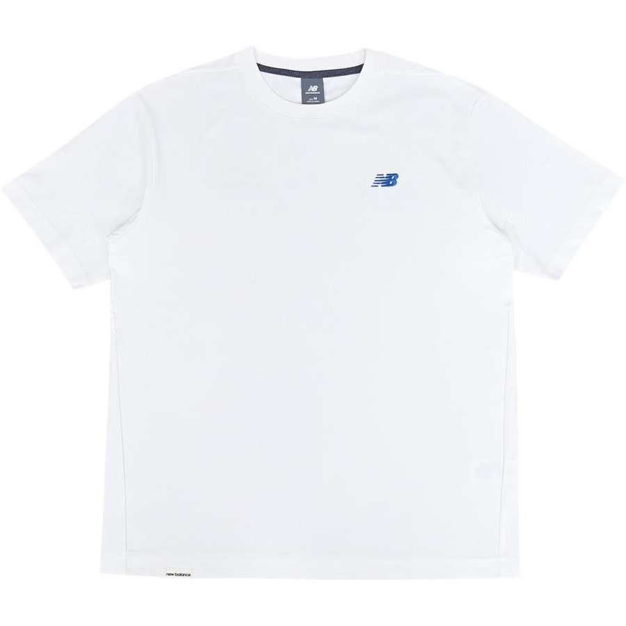 New Balance New Balance T Shirts Men's White/Blue Crew Neck Moderate Straight Fit