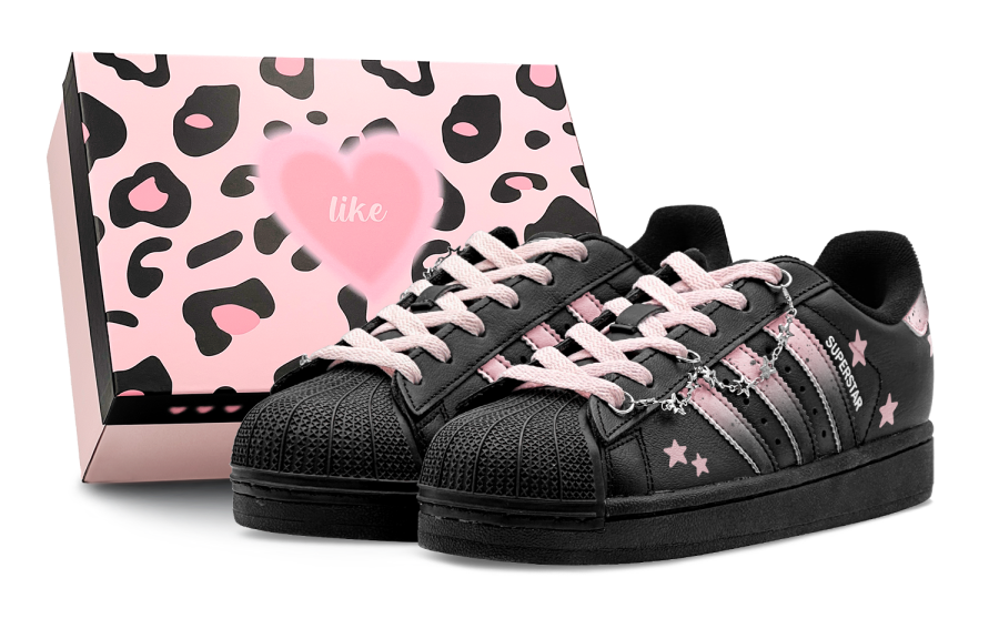 Adidas Originals Superstar 2 Skateboard Shoes Unisex Low Top Black/Pink