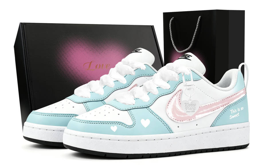Nike Nike Court Borough Heart Of Love Low top Skateboard Shoes Unisex Cyan