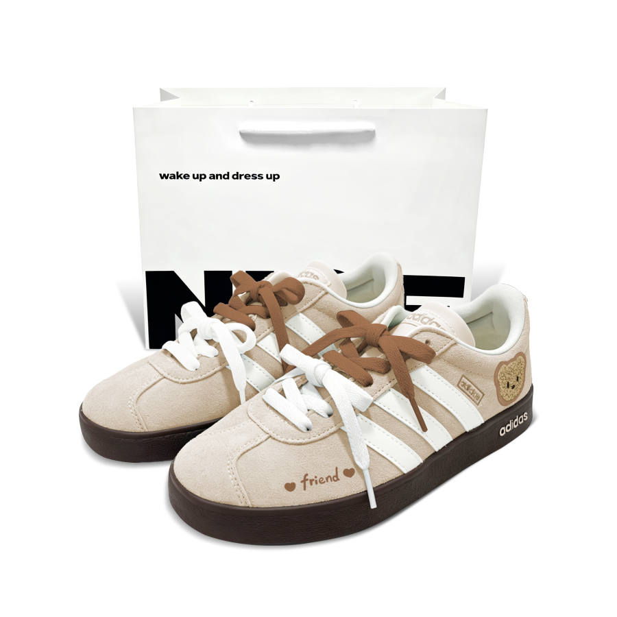 Adidas Adidas Vl Court Classic German Army Trainers Unisex Low Top White, Brown