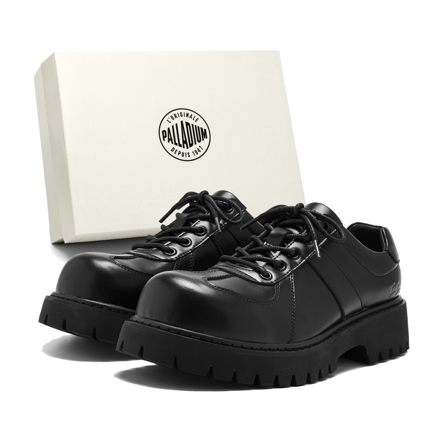 Palladium Casual Leather Shoes Unisex Low Top Black