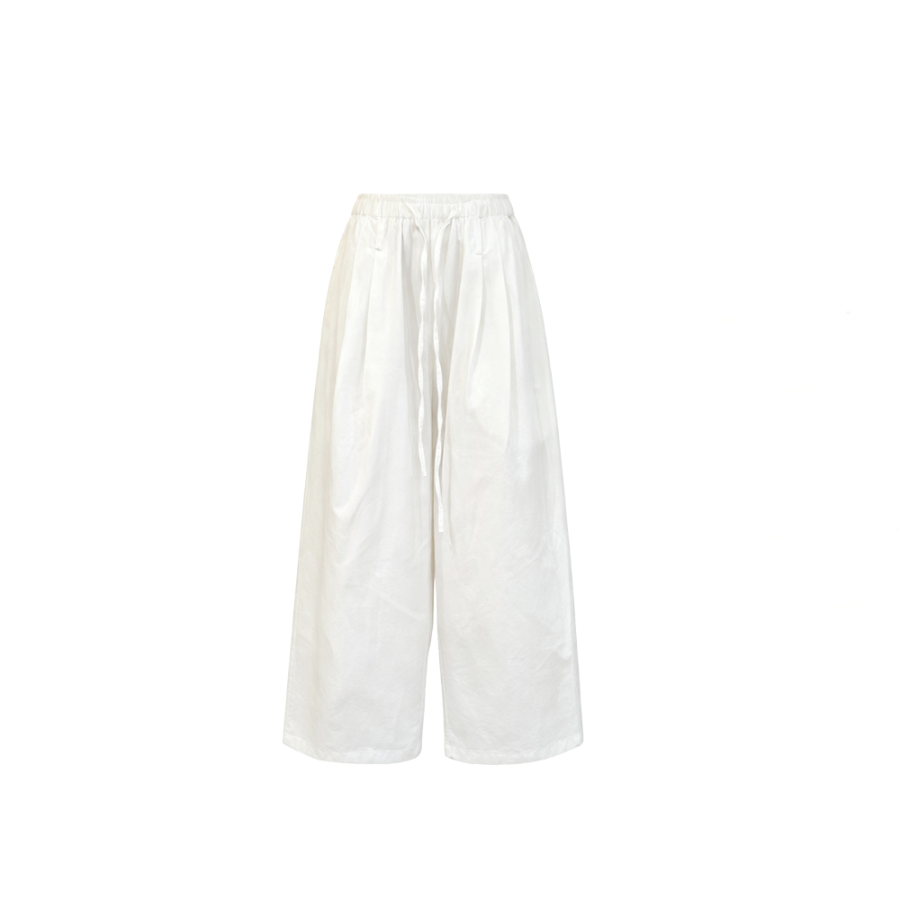 CPAURA Casual Pants Women's White Thin Wide Leg Pants