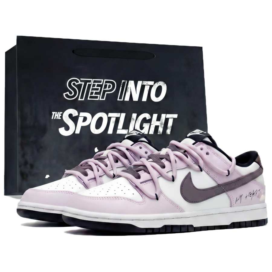 Nike Nike Dunk Heartbeat Purple Leather Abrasion Resistant Lightweight Low top Skateboard Shoes Unisex Purple Gray