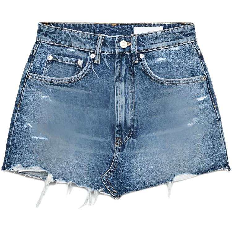 ZARA Trf Denim Short Skirts Women's Sea Blue