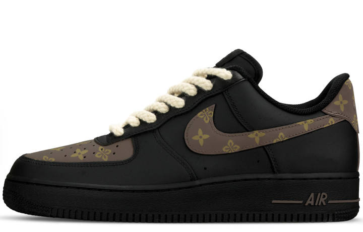 Nike Nike Air Force 1 Abrasion Resistant Height Increasing Low top Skateboard Shoes Unisex Black Brown