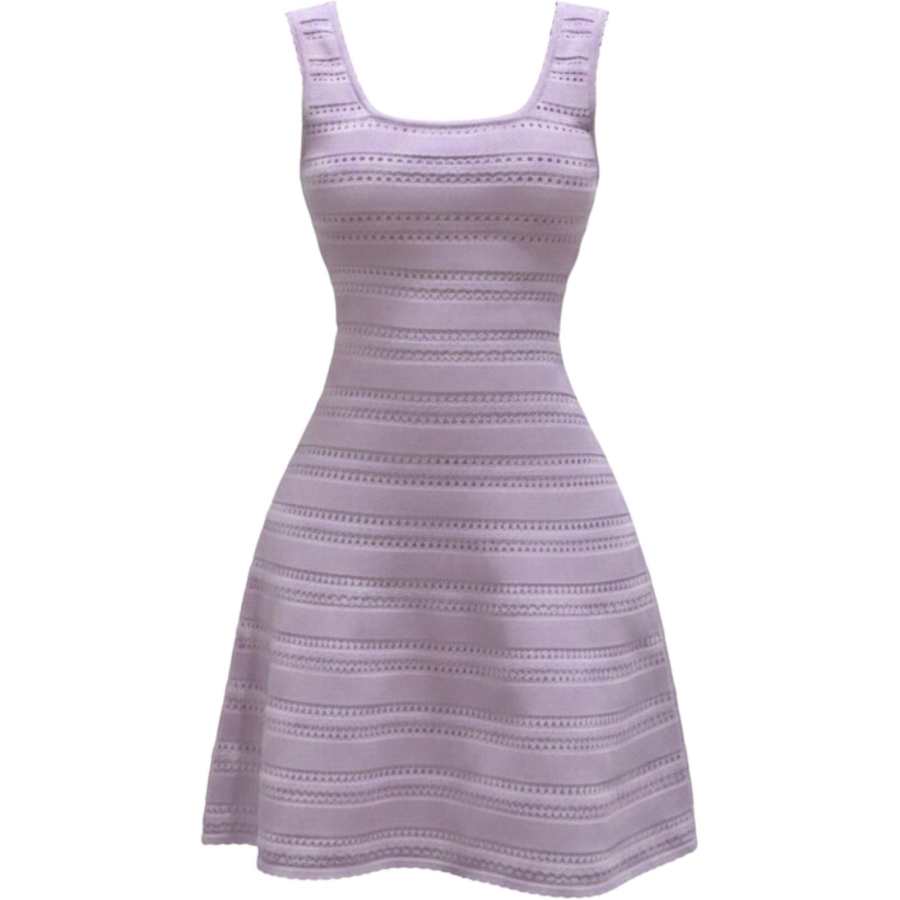 CHARM GLOW Sleeveless Dresses Women's Purple Square Collar Moderate Short Skirt A Line Skirt