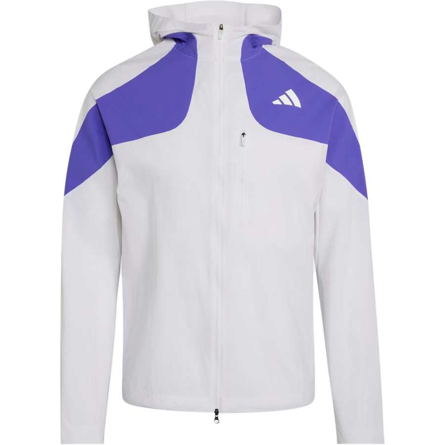 Adidas Adidas Adizero Running Jackets Men's White/Sun Purple Hooded Non Detachable Moderate Other