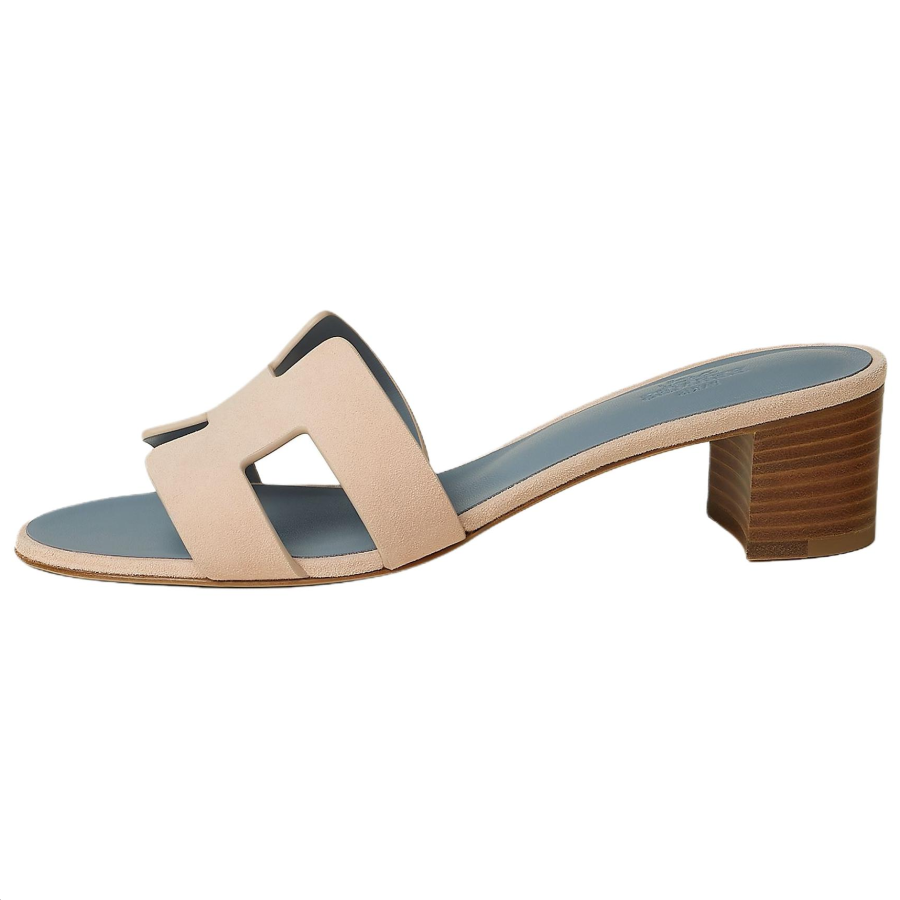 HERMES Oasis Slide Slippers Women's Beige & Blue