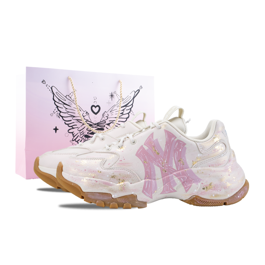 MLB Big Ball Chunky Gold Pink Dynasty Slip Resistant Abrasion Resistant Low top Chunky Sneakers Unisex Pink