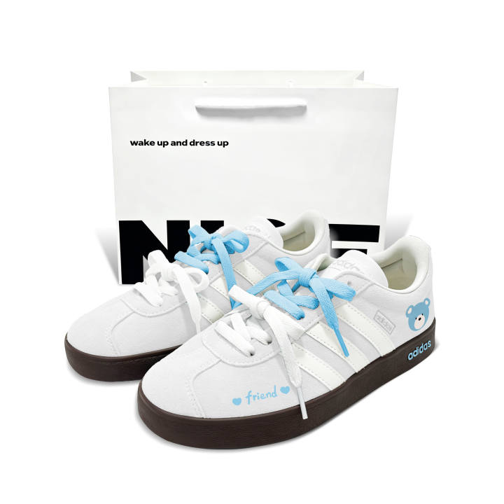 Adidas Adidas Vl Court Classic German Army Trainers Unisex Low Top Blue, White, Brown
