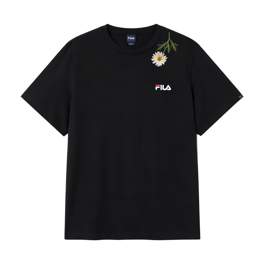 FILA T Shirts Unisex Black Blk Crew Neck Moderate