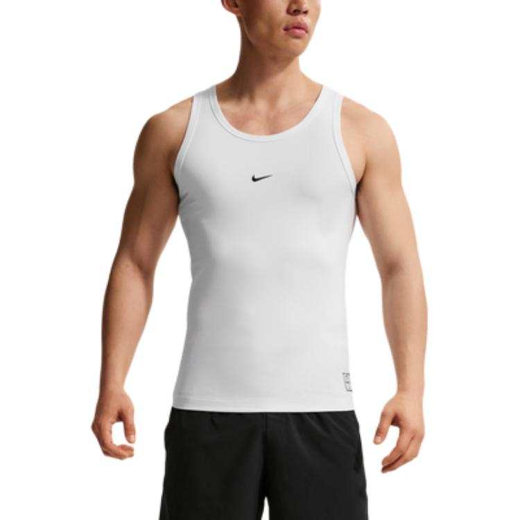 Nike Nike Dri Fit Quick Dry Tank Tops Men's 100 White/Black Crew Neck Moderate