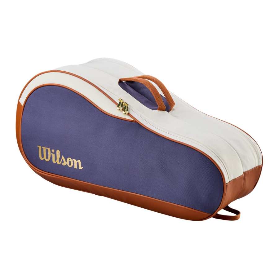 Wilson Polyester With PU Tennis Bag Gym Bag Regular Unisex White & Brown & Blue