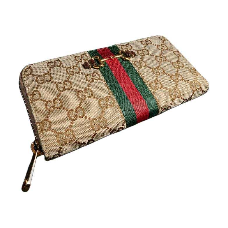 GUCCI Horsebit Canvas Wallet Women's Sand