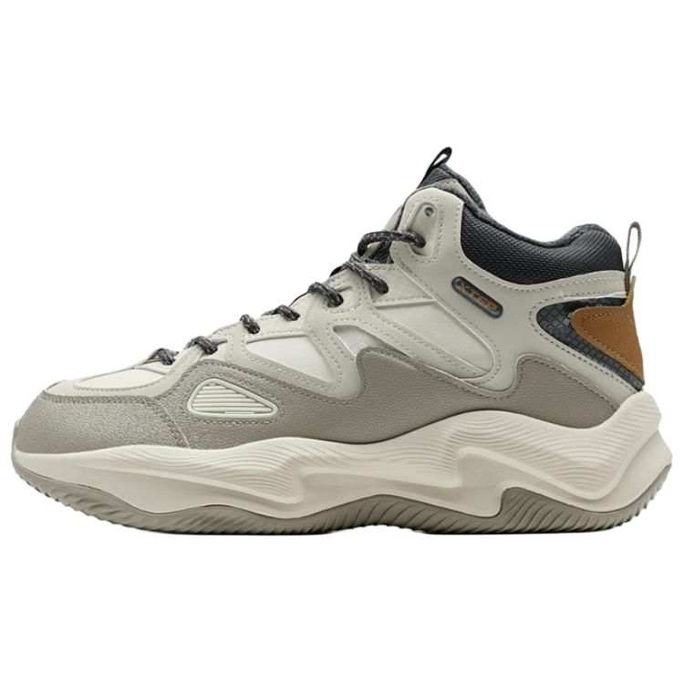 XTEP Lightning 5.0 Synthetic Leather Mid top Casual Shoes Men's Beige Black
