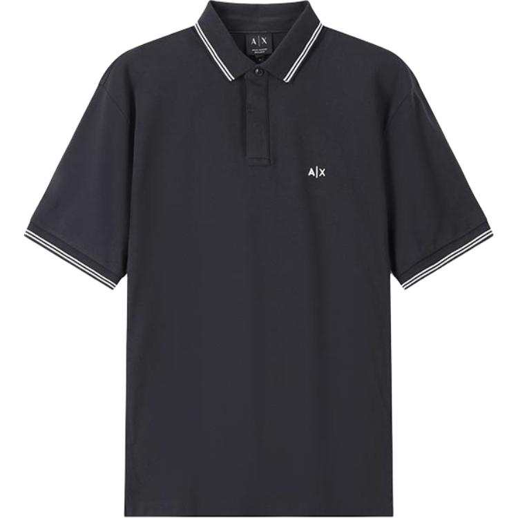 ARMANI EXCHANGE Polo Shirts Men's Dark Marine Blue Polo Collar Moderate