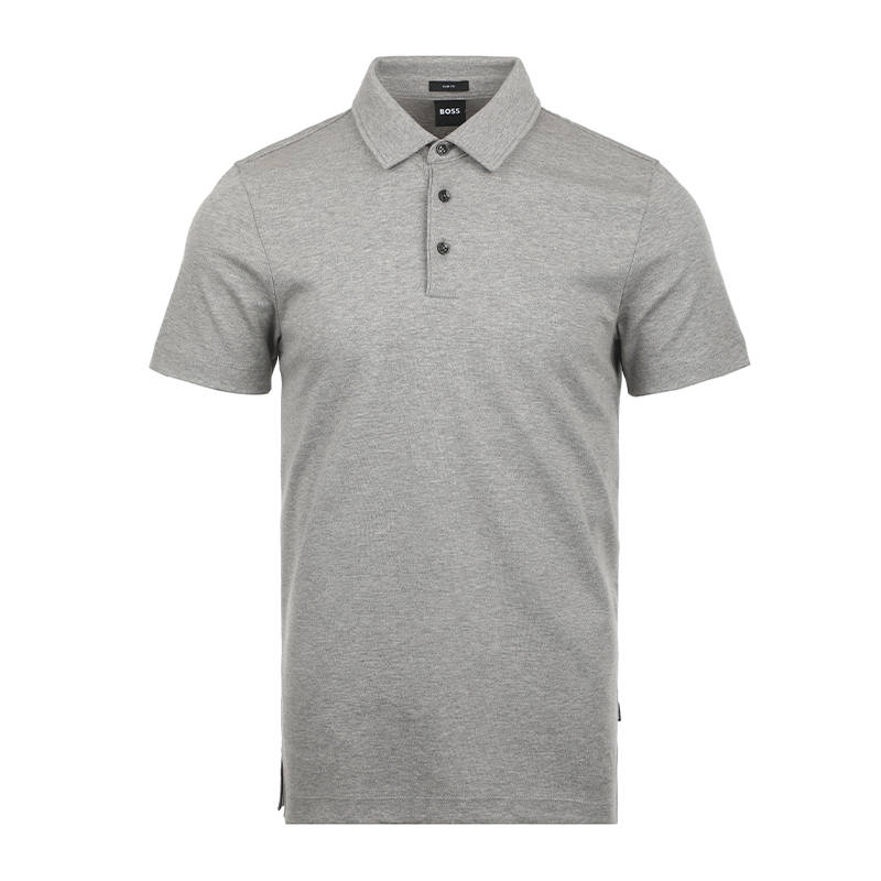 HUGO BOSS Polo Shirts Men's Light Gray Polo Collar Moderate Straight Fit