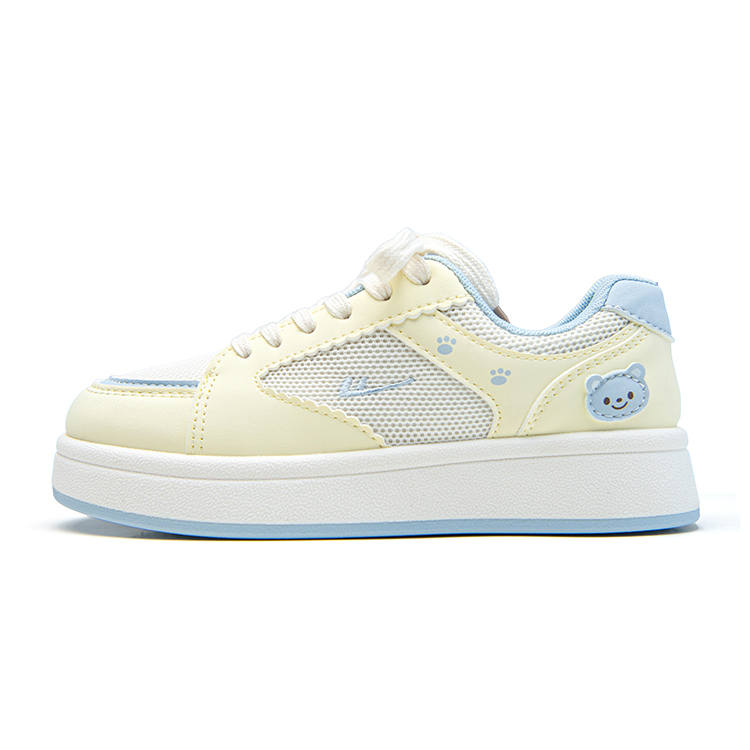 WARRIOR Skateboard Shoes Women's Low Top Beige Yellow Blue