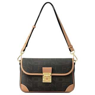 FION Artificial Leather Shoulder Bag Women's Coffee & Camel