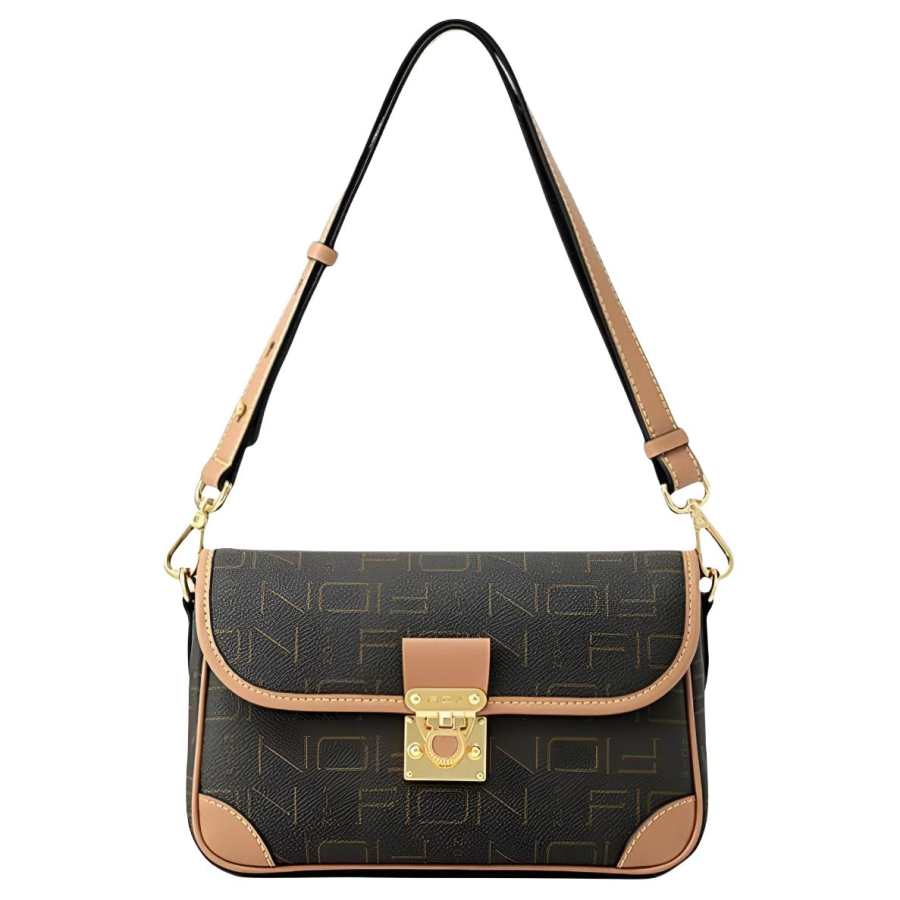 FION Artificial Leather Shoulder Bag Women's Coffee & Camel