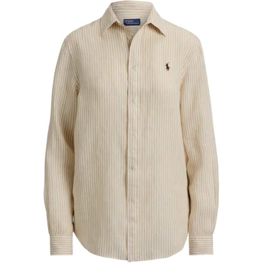 Polo Ralph Lauren Shirts Women's Sand Dune Brown Lapel Moderate Straight Fit