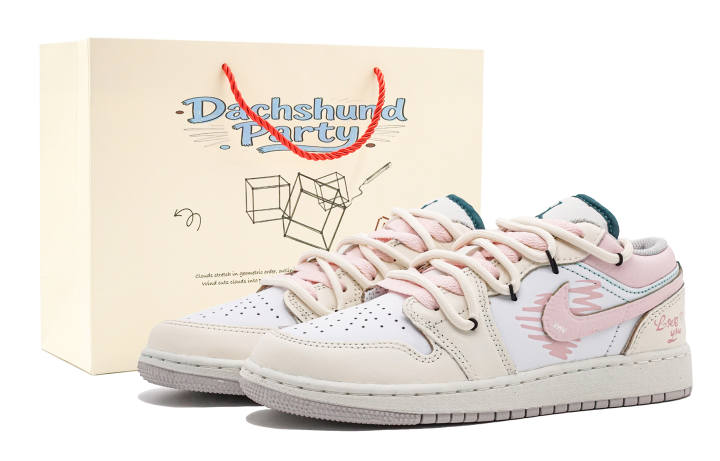 Jordan Jordan Air Jordan 1 AIDOM Heartbeat Low top Basketball Shoes Unisex White Pink