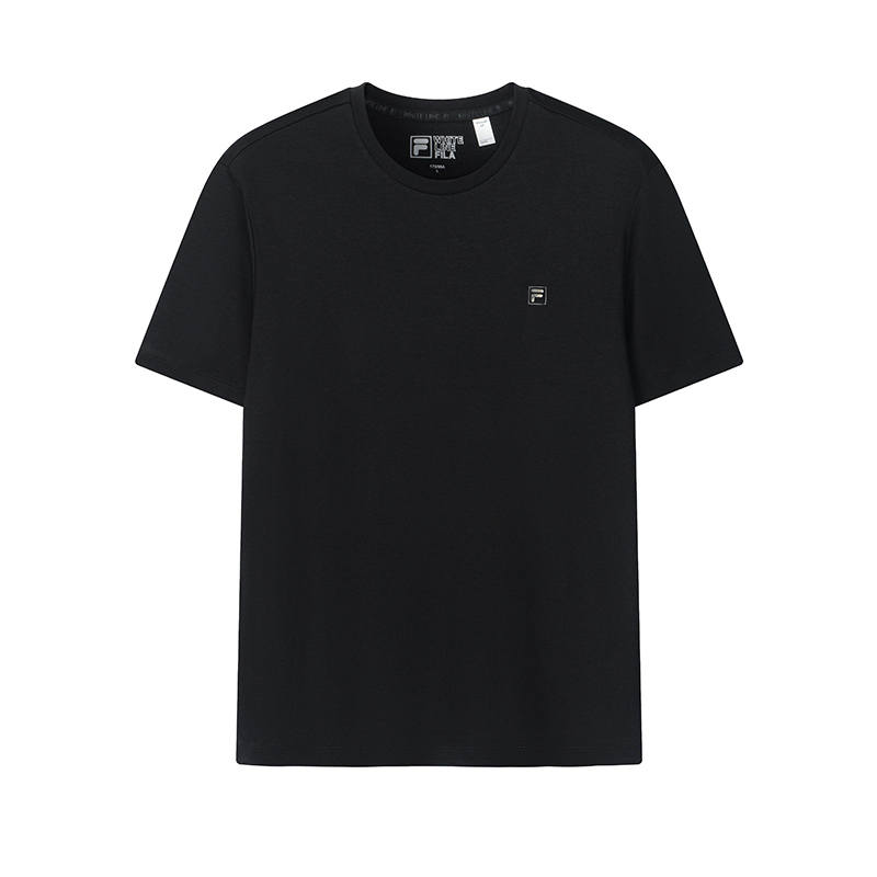 FILA WHITE T Shirts Men's Jet Black Crew Neck Moderate
