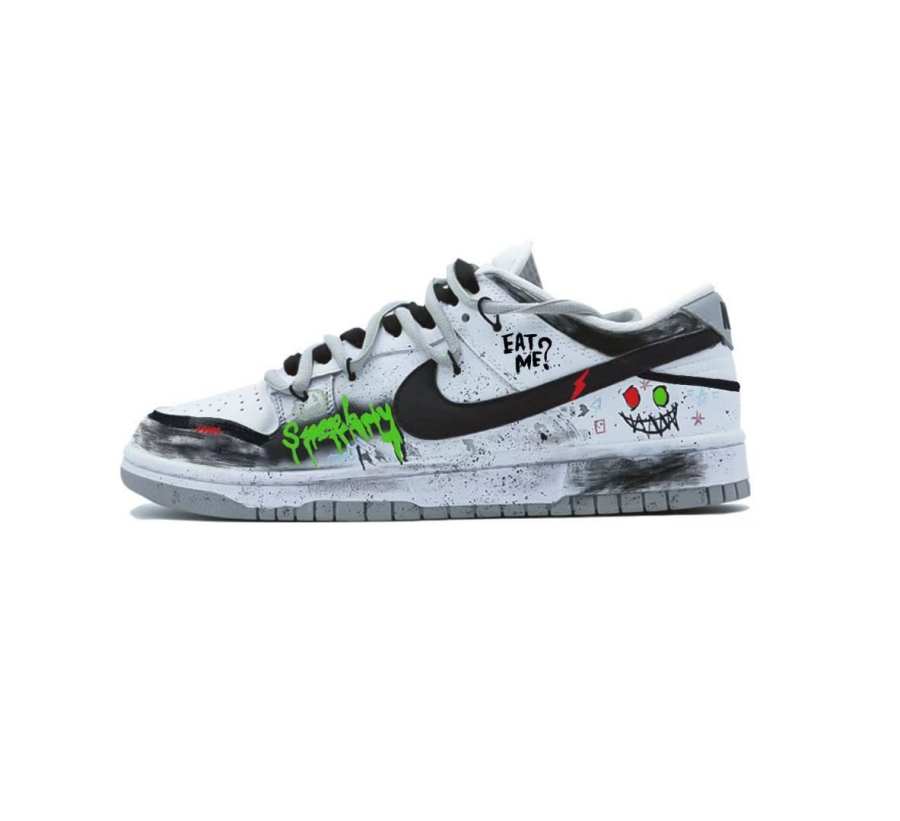 Nike Nike Dunk Skateboard Shoes Unisex Low Top White Black Gray Red Green Color Block Graffiti