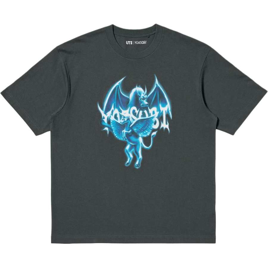 UNIQLO X YOASOBI UT T Shirts Men's Dark Gray Crew Neck
