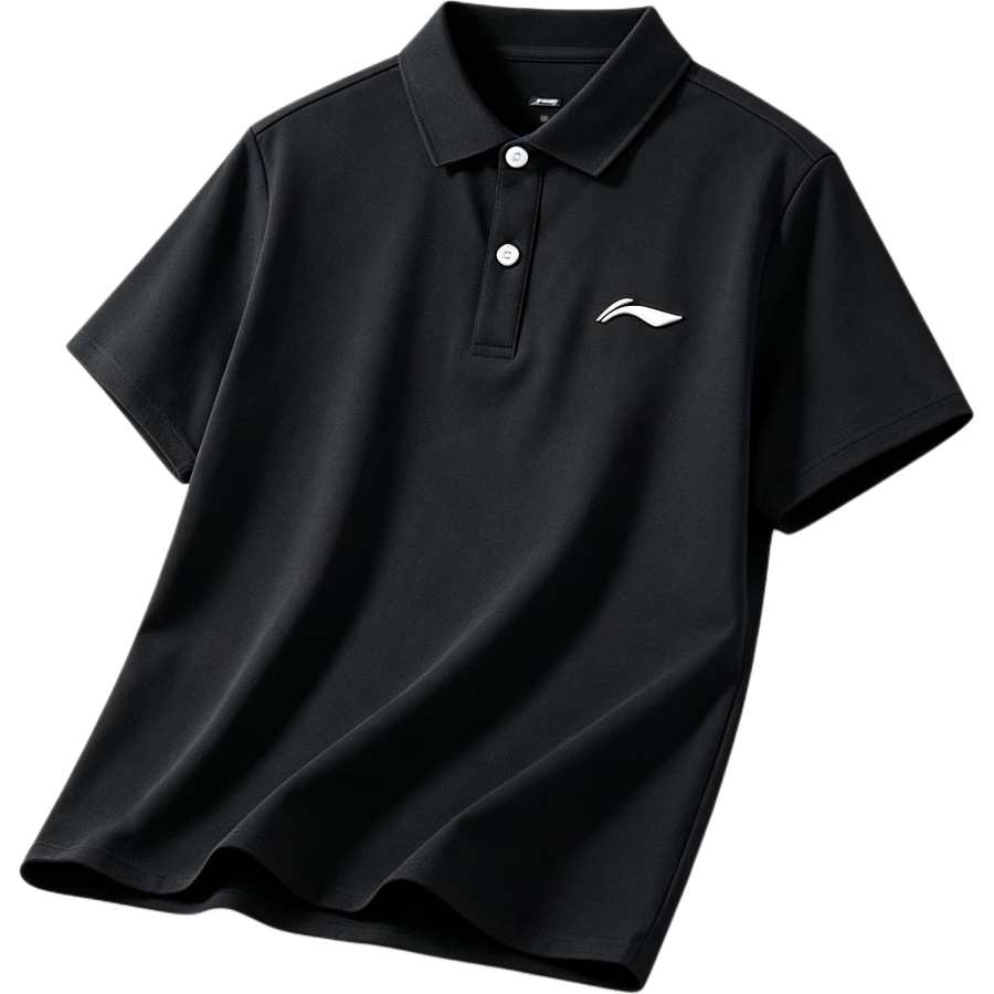 Li-Ning Li Ning Polo Shirts Men's Black Polo Collar Moderate Straight Fit
