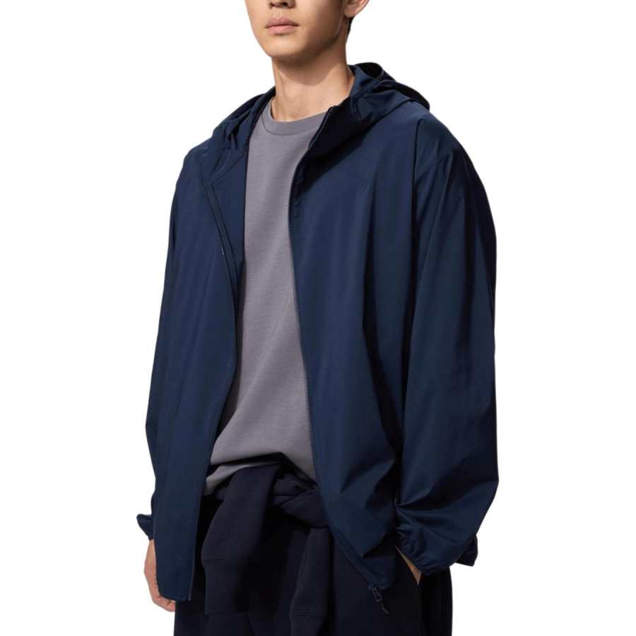 UNIQLO Sun Protection Clothing Men's 69 Navy Blue Hooded Non Detachable
