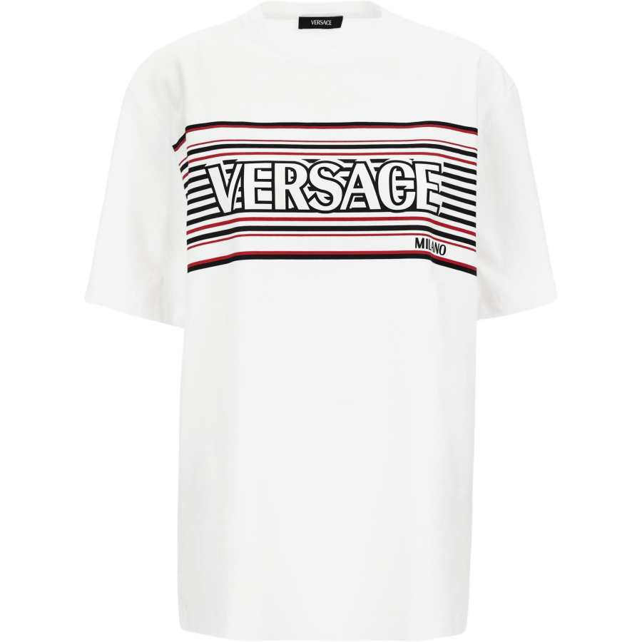 VERSACE T Shirts Men's White Crew Neck Moderate Straight Fit