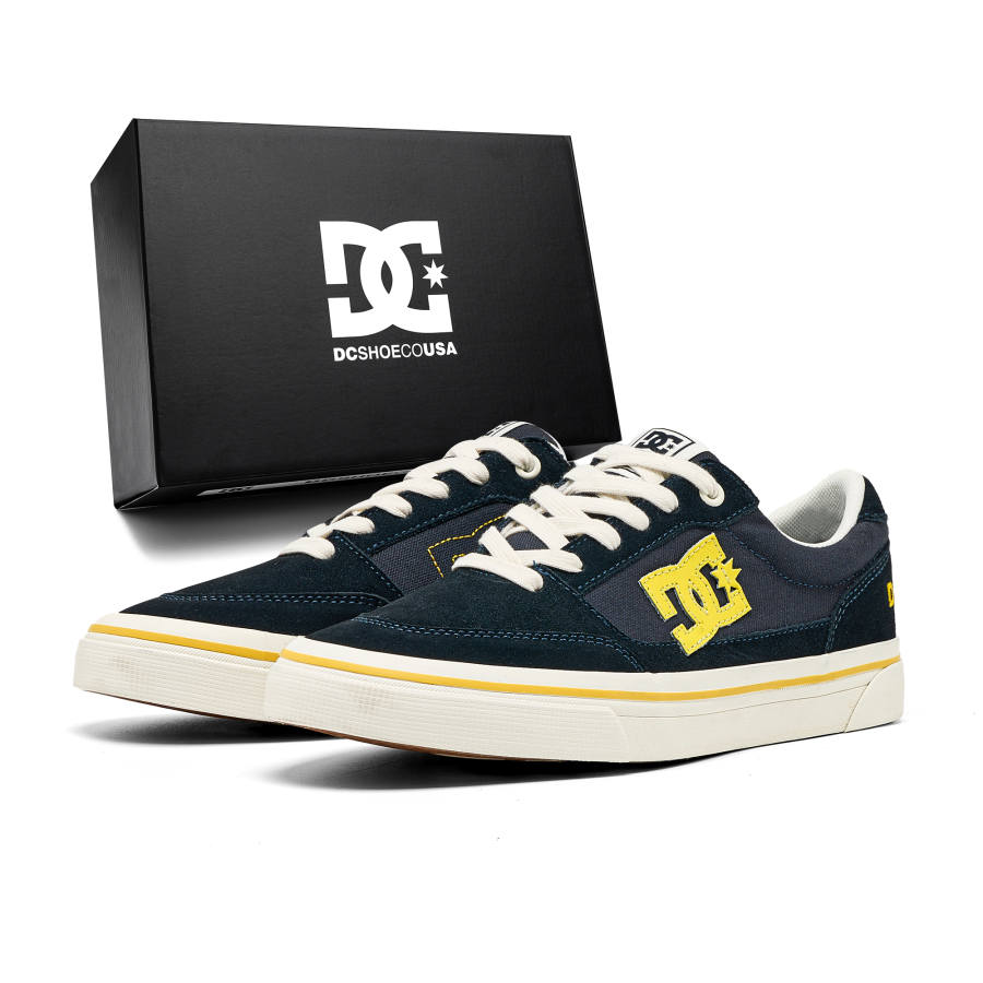 DCSHOES Skateboard Shoes Unisex Low Top Light Gray White/Gilded Gold Blue