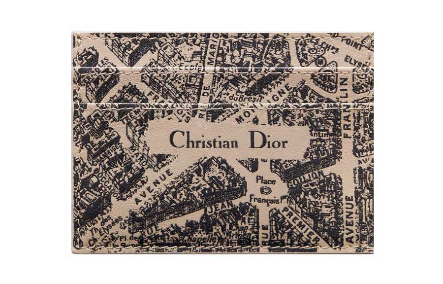 DIOR Smooth Cow Leather Card Holder Women's Beige/Black