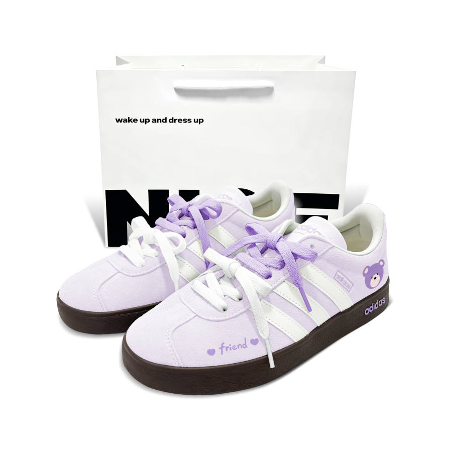 Adidas Adidas Vl Court Classic German Army Trainers Unisex Low Top Taro Purple & White Brown