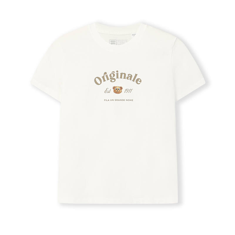 FILA T Shirts Women's Cloud White Crew Neck Moderate
