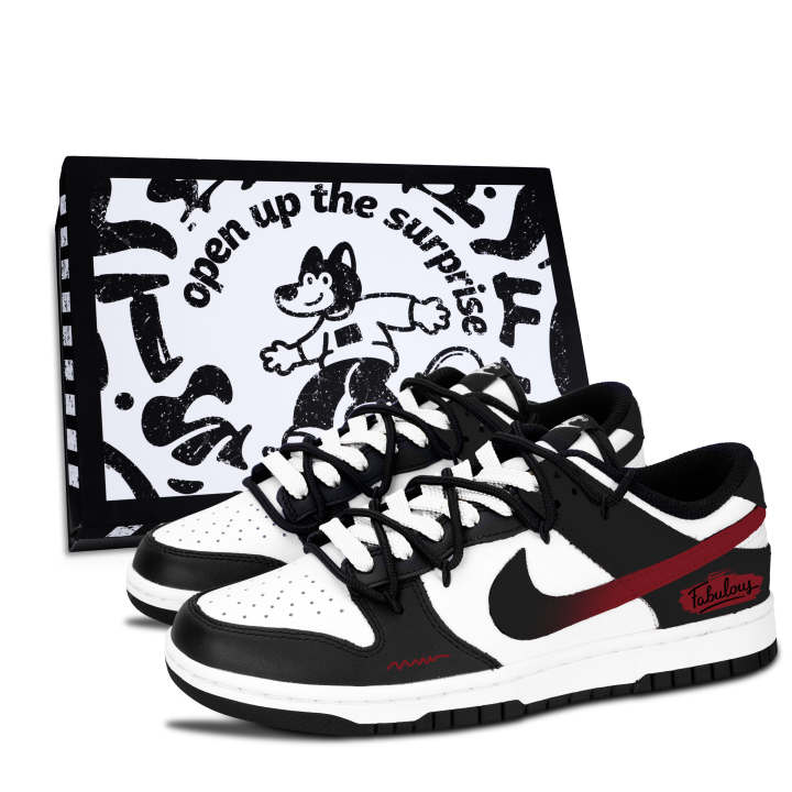 Nike Nike Dunk Skateboard Shoes Unisex Low Top Black/White/Red