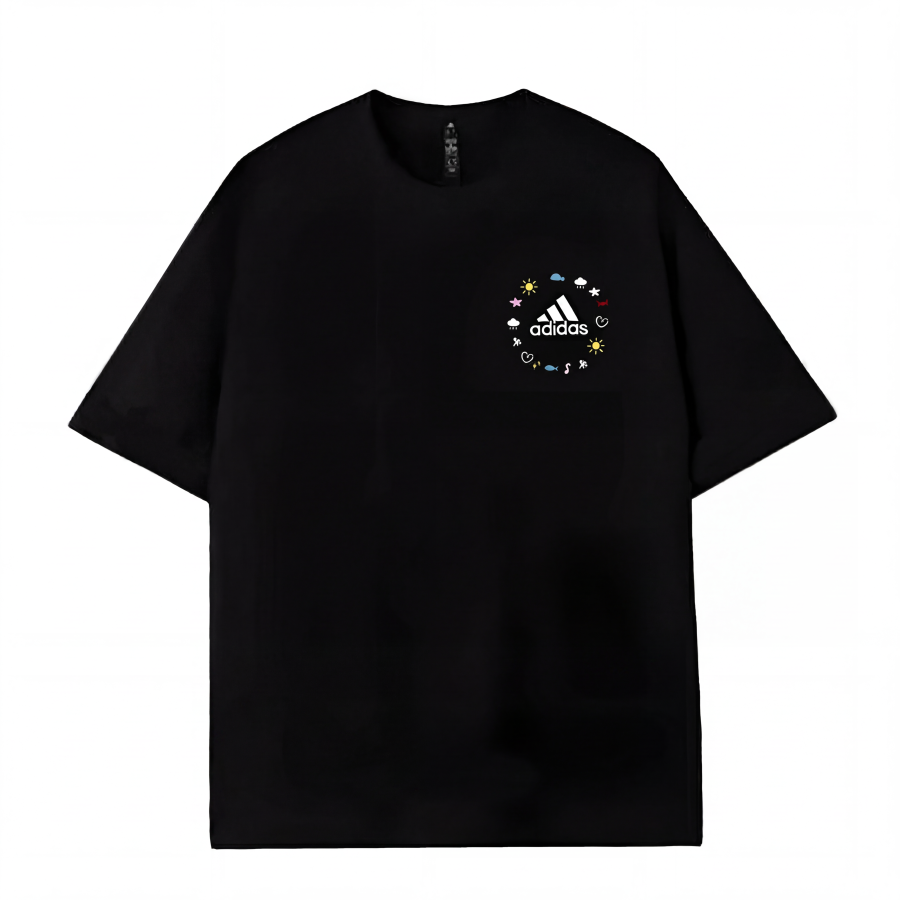 Adidas Adidas MUST HAVES T Shirts Unisex Black Rainbow Island Crew Neck Moderate