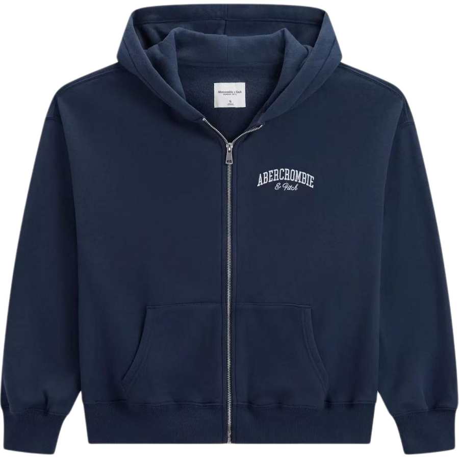 Abercrombie&Fitch Sweatshirts Women's Navy Blue Hooded Non Detachable Moderate