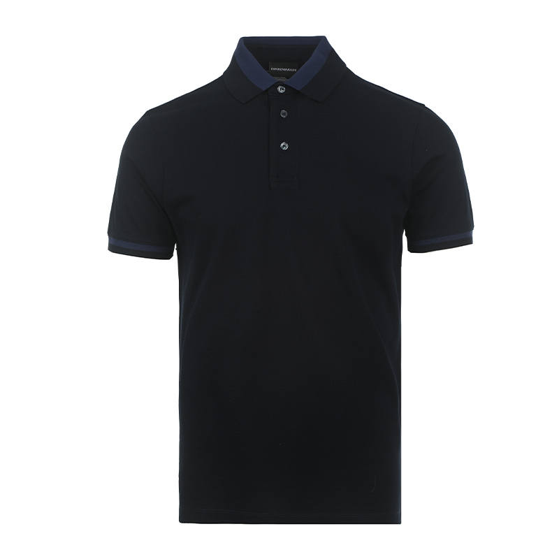 EMPORIO ARMANI Polo Shirts Men's Dark Blue Polo Collar Moderate Straight Fit