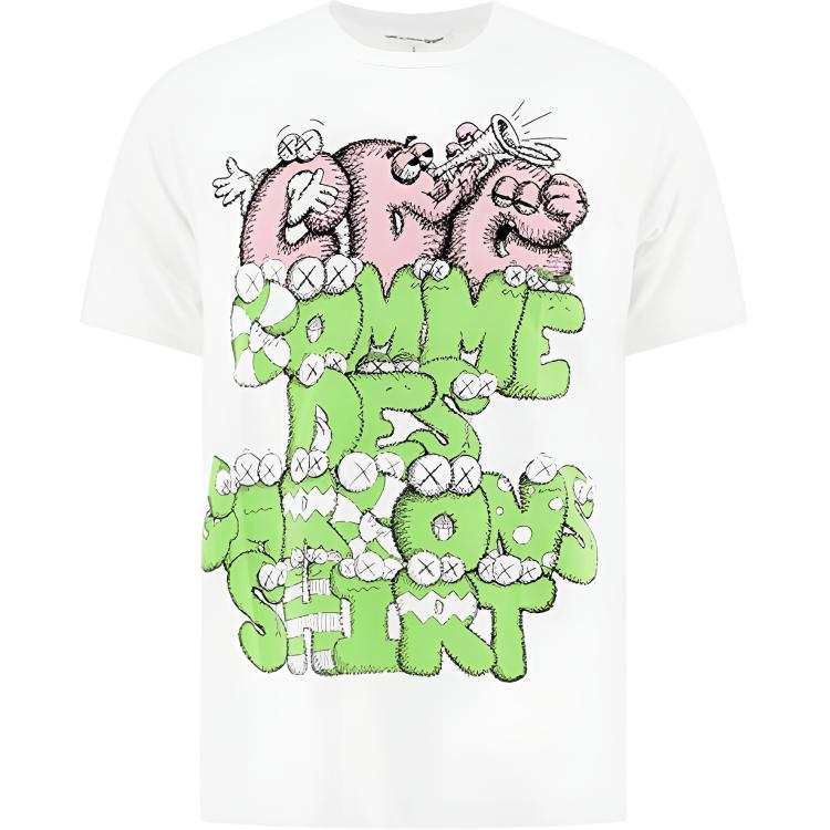 CDG CDG X KAWS T Shirts Men's White Crew Neck Moderate