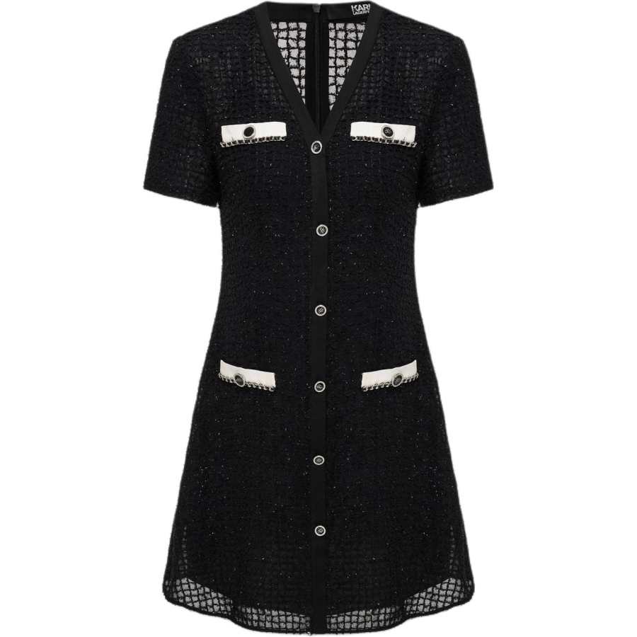 KARL LAGERFELD / Karl Lagerfeld Jeans Short Sleeved Dresses Women's Black V Neck Moderate Short Skirt Other