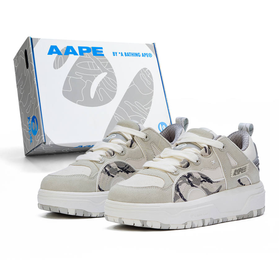Aape Block Skateboard Shoes Unisex Low Top White Light Gray/Dark Gray/Orange/Coffee/Pink