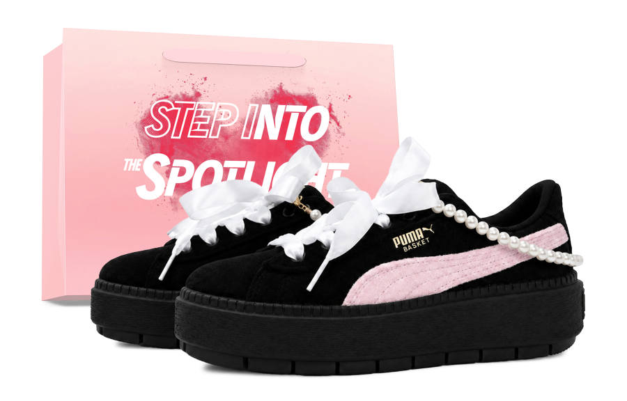 PUMA Platform Trace Skateboard Shoes Women's Low Top Pink