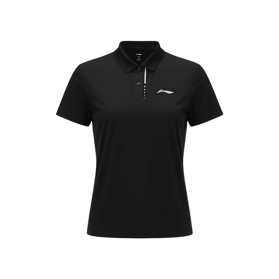 Li-Ning Li Ning Polo Shirts Women's Black Lapel Moderate Straight Fit