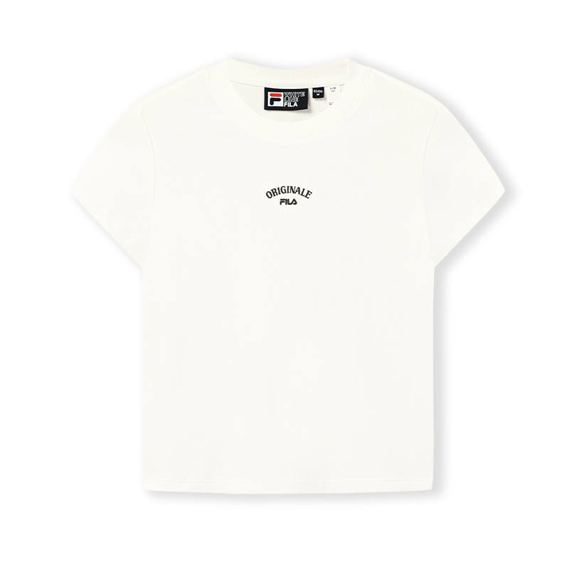FILA T Shirts Women's Cloud White Crew Neck Moderate Straight Fit