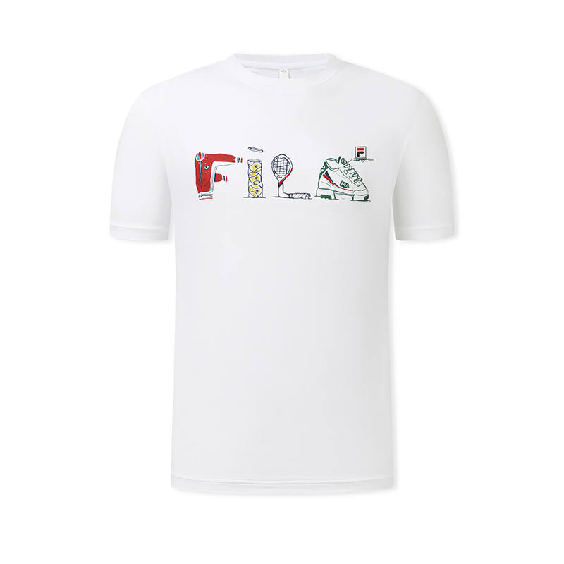 FILA T Shirts Men's Jade White Crew Neck Moderate