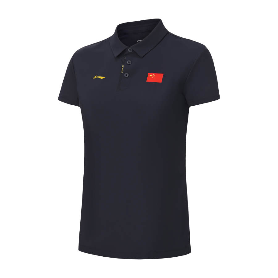 Li-Ning Li Ning Polo Shirts Women's Deep Blue Polo Collar Thin Straight Fit